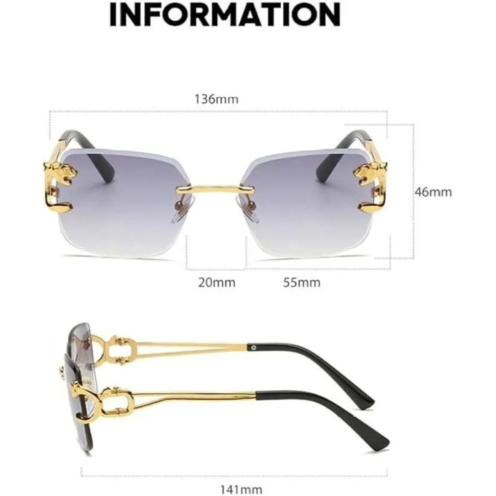 Fashion Mens Women Hip Hop Sunglasses Retro Luxury‎ Gold Rimless Shades Glasses